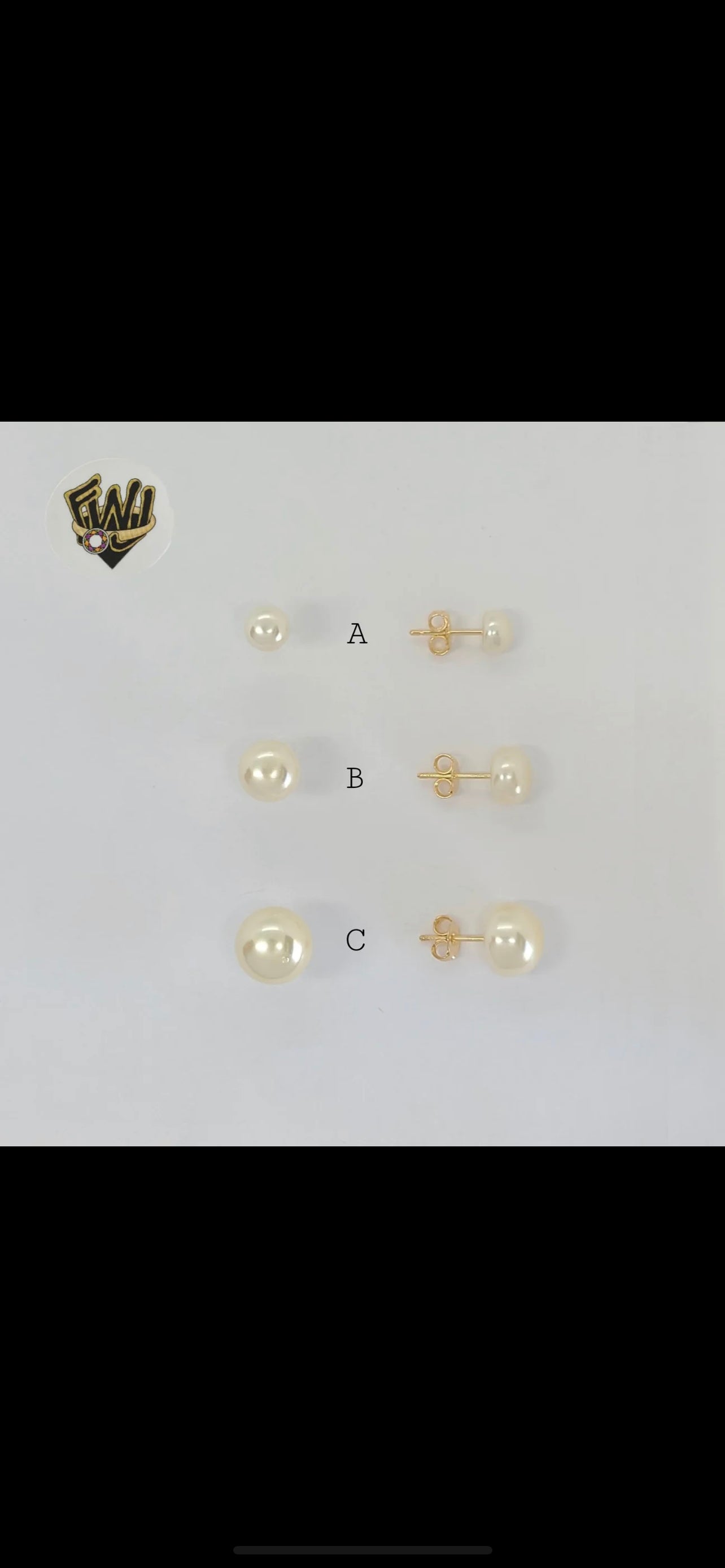 Gold Laminate - Half Pearl Stud Earrings - (C)