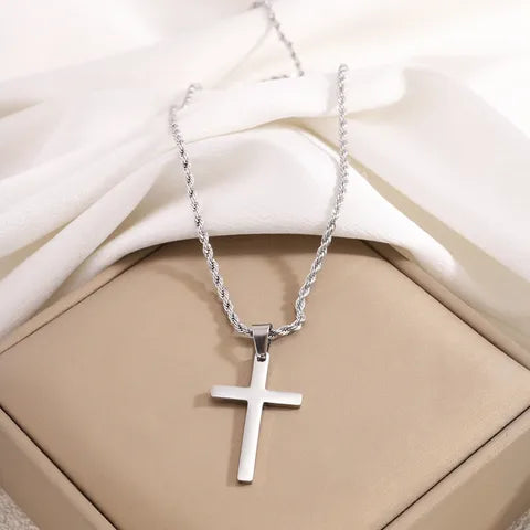 Twisted rope cross chain (available in gold and silver)