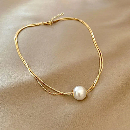 Pearl necklace gold filled