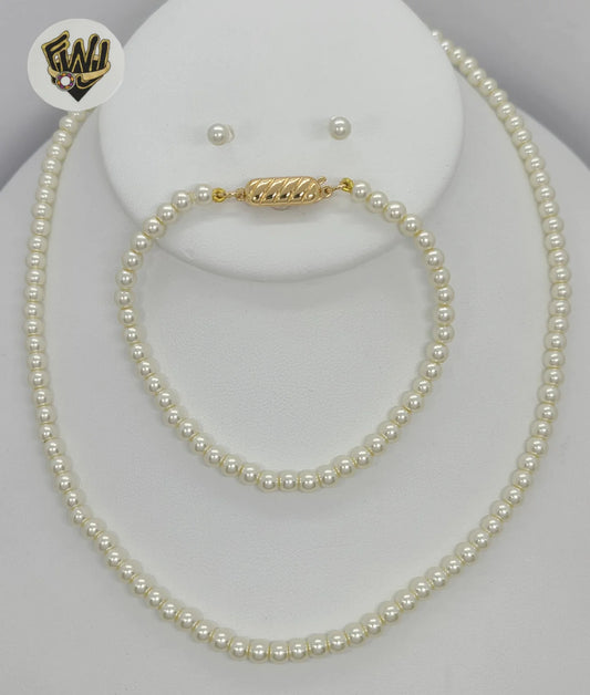 Gold Laminate - 4mm Mallorca Pearls Set