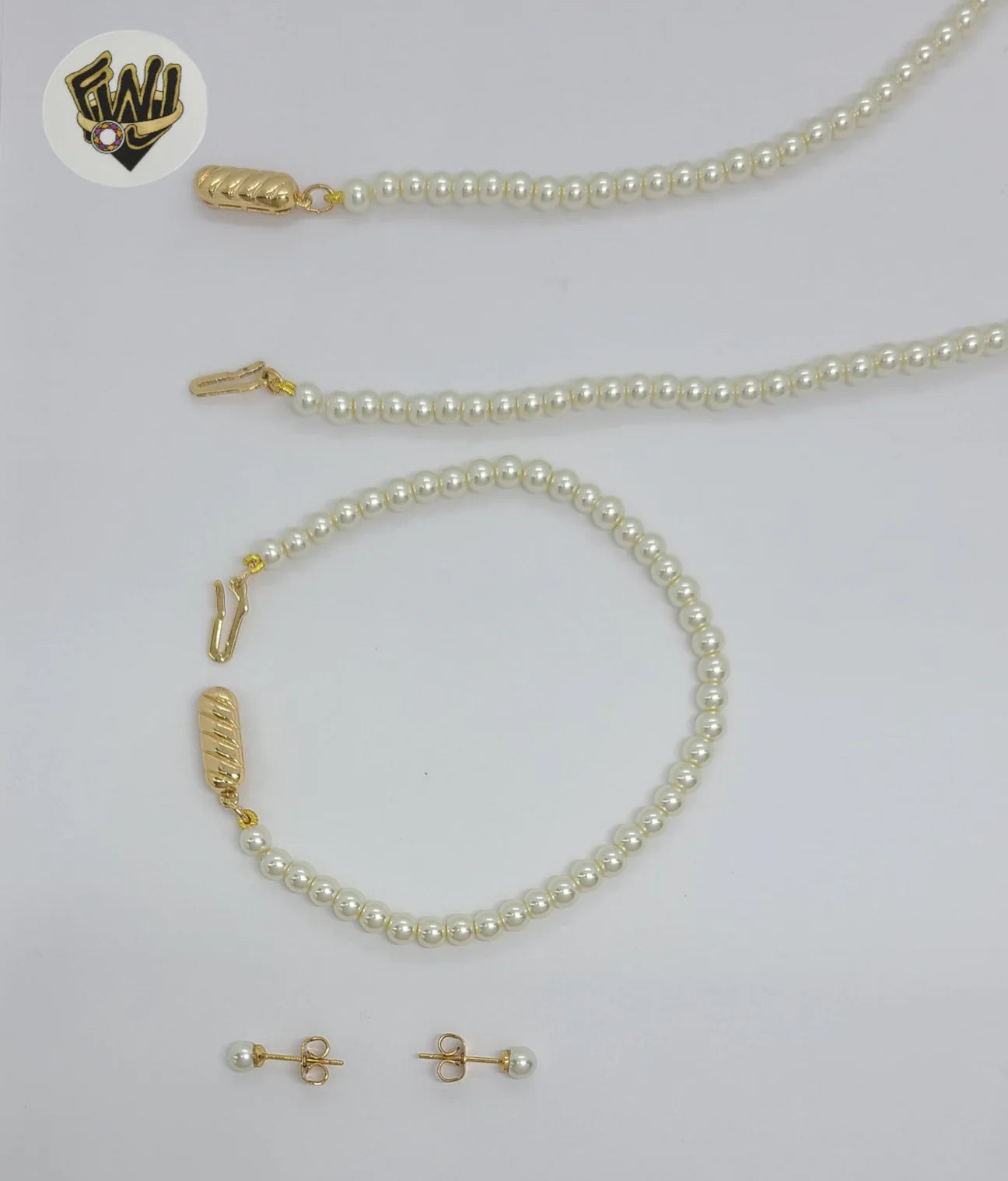 Gold Laminate - 4mm Mallorca Pearls Set