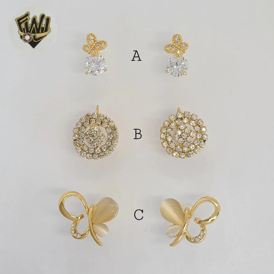 Gold Laminate - Zircon Stud Earrings (B)