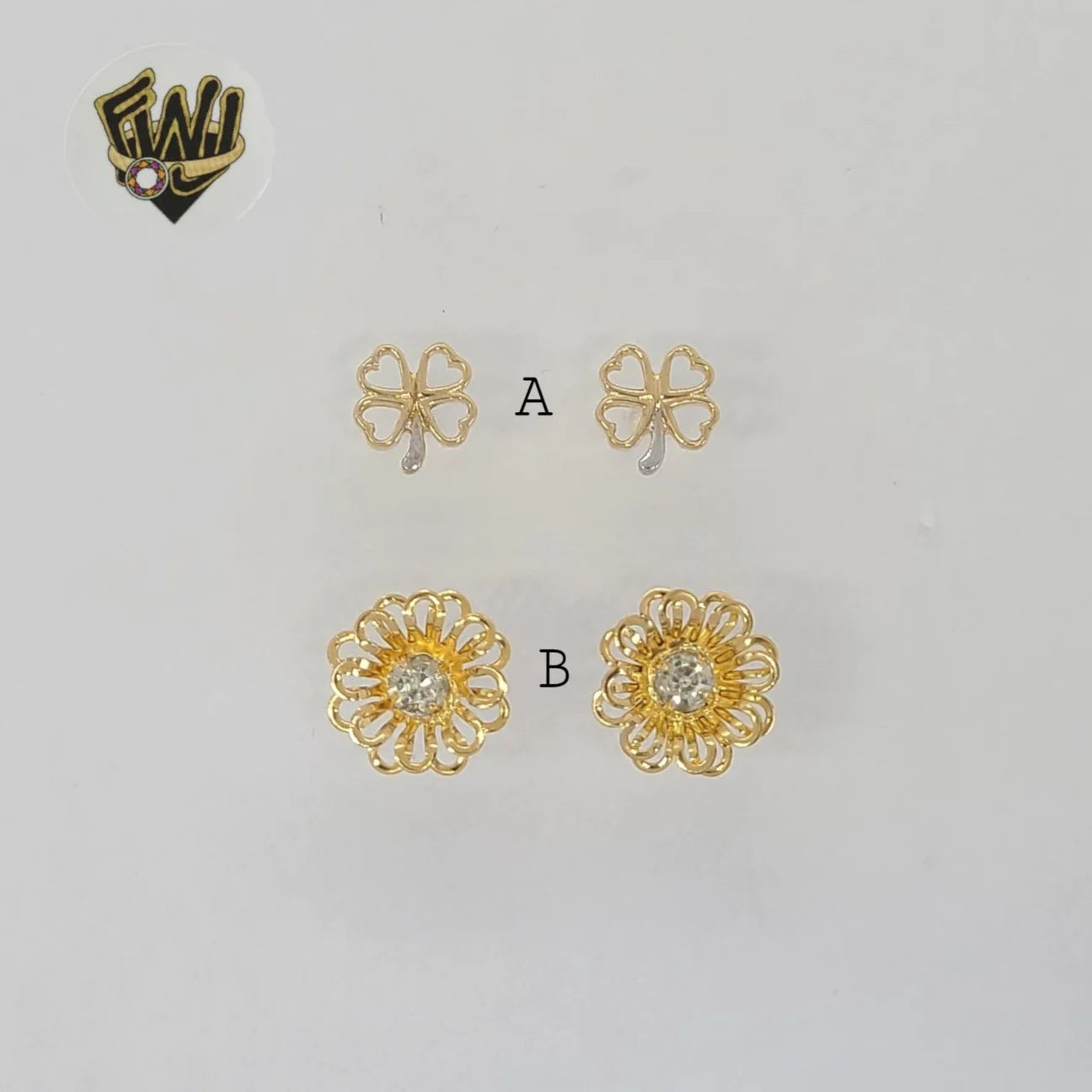 Gold Laminate - Zircon Stud Earrings (B)