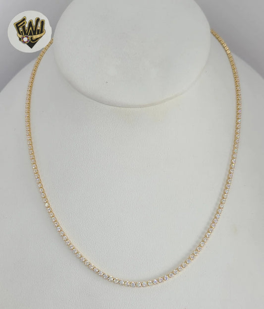 Gold Laminate - Zircon Tennis Necklace -