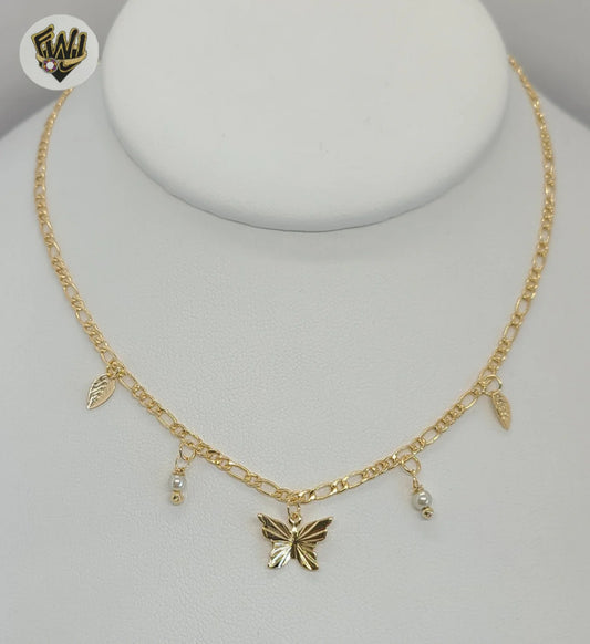 Gold Laminate - Butterfly Charms Necklace