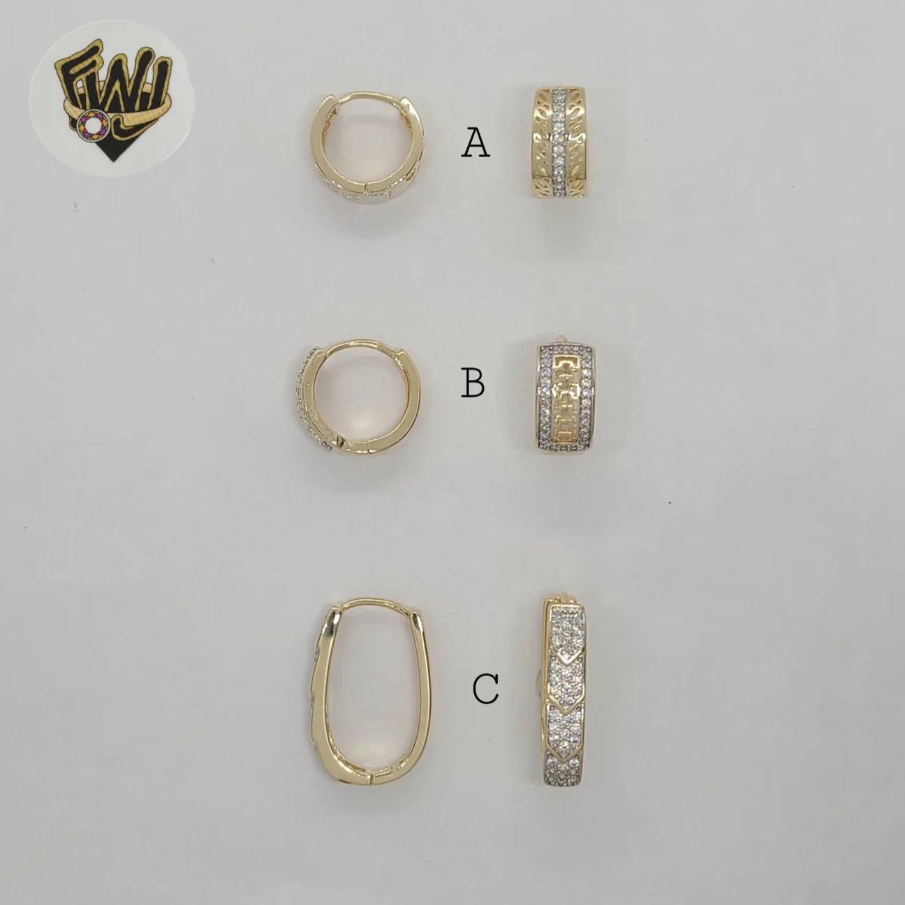 Gold Laminate - Two Tones Zircon Huggies - (A,B,&C)