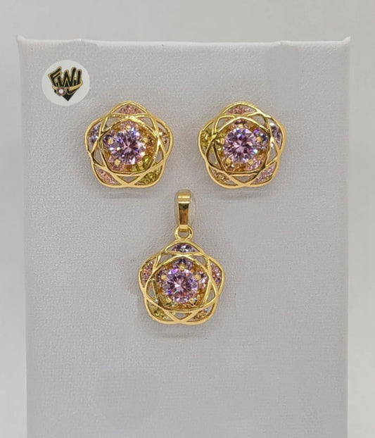 Gold Laminate - Zircon Flower Set - BGO