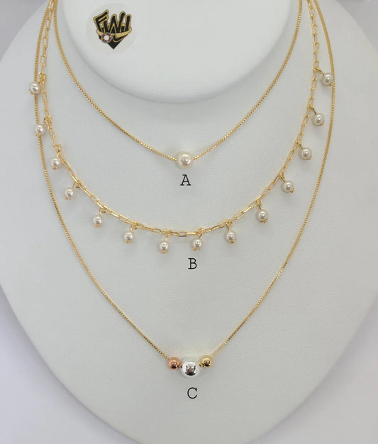 Gold Laminate - Pearls Necklace -